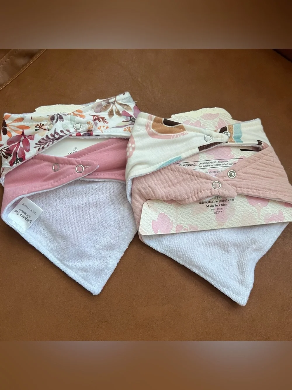 Baby Bandana Bib Set 4 Bibs bohemian patterns fall floral print rainbow motif